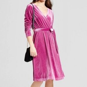Mossimo Pink / PurpleVelour Midi Dress | Size Small | Holiday Style | Minor Flaw